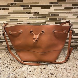 H&M Large Camel Brown Cinch Tote Shoulder Bag